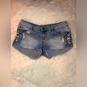 Billabong Blue Jean Shorts with Lace-Up Sides
